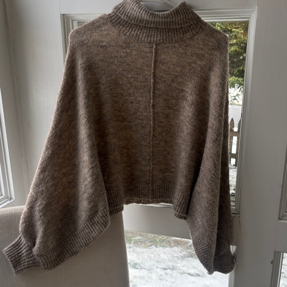 M. Rena Taupe Cowl Neck Sweater